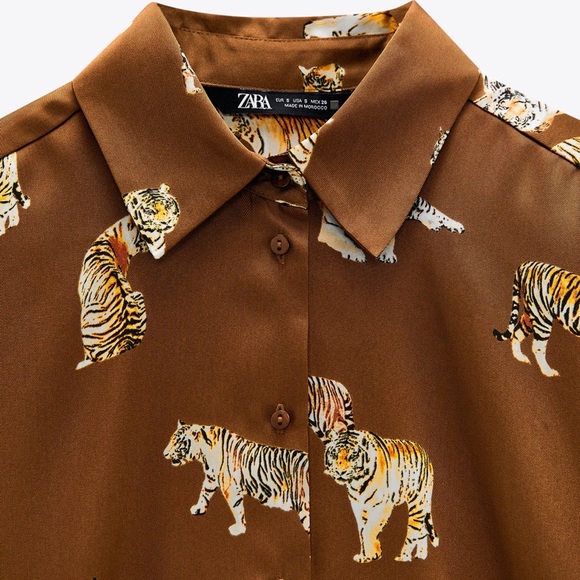 NWT Zara retro animal print satin blouse/top - Picture 10 of 16